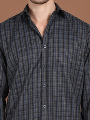 Charcoal Grey Checked Casual Shirt for Men - SF_9034Charcoal_S