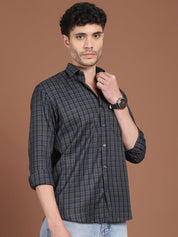 Charcoal Grey Checked Casual Shirt for Men - SF_9034Charcoal_S