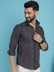 Charcoal Grey Checked Casual Shirt - SF_908Charcoal_S