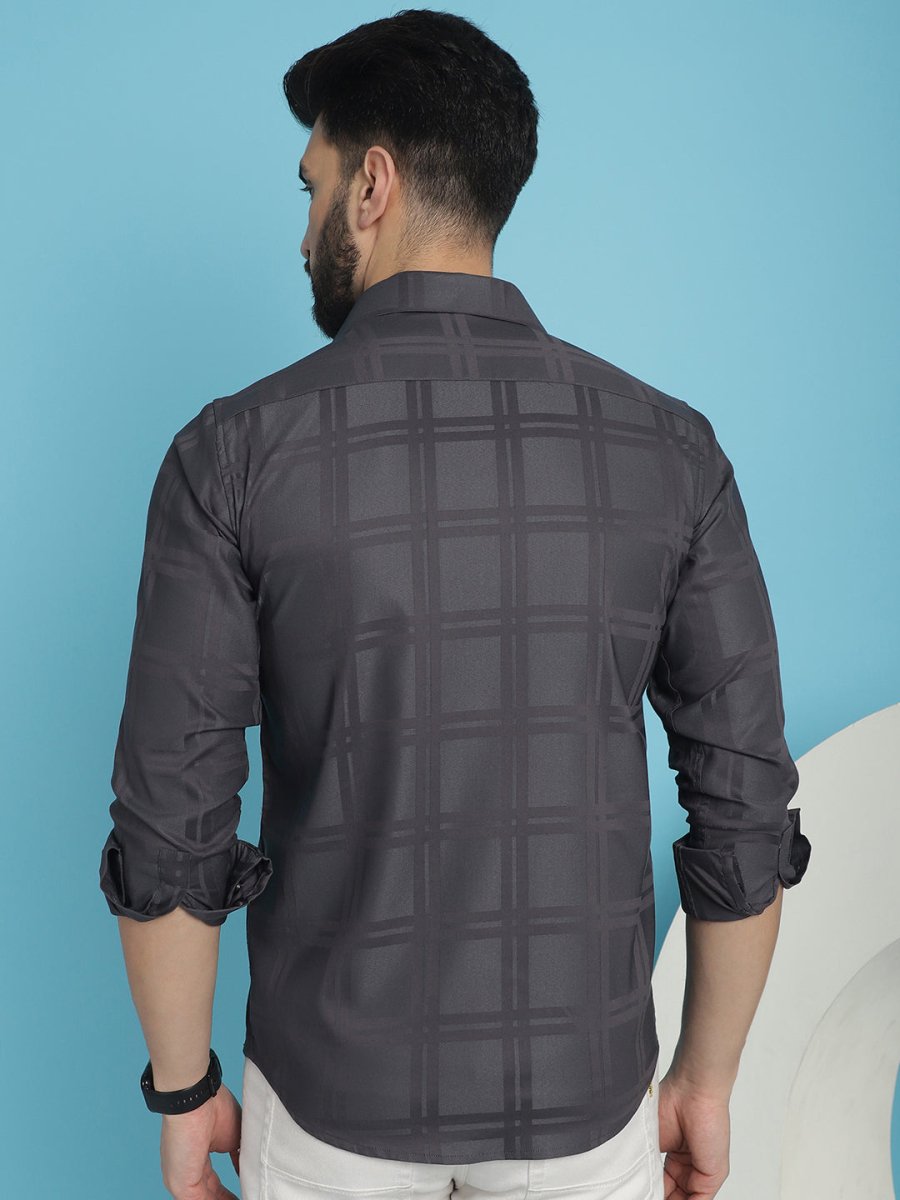 Charcoal Grey Checked Casual Shirt - SF_908Charcoal_S