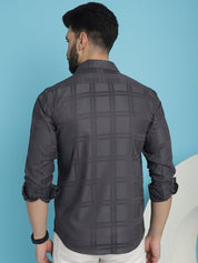 Charcoal Grey Checked Casual Shirt - SF_908Charcoal_S