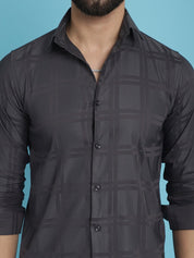 Charcoal Grey Checked Casual Shirt - SF_908Charcoal_S