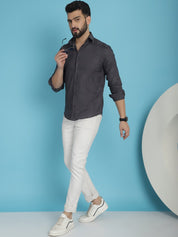 Charcoal Grey Checked Casual Shirt - SF_908Charcoal_S