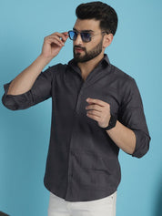 Charcoal Grey Checked Casual Shirt - SF_908Charcoal_S