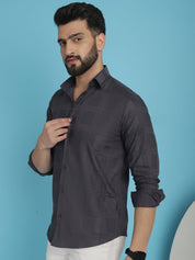 Charcoal Grey Checked Casual Shirt - SF_908Charcoal_S