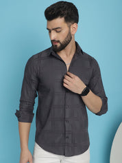 Charcoal Grey Checked Casual Shirt - SF_908Charcoal_S
