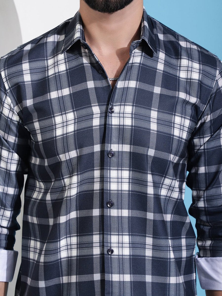 Charcoal Grey Checked Cotton Casual Shirt for Men - SF_942Charcoal_S