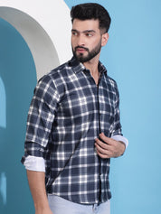 Charcoal Grey Checked Cotton Casual Shirt for Men - SF_942Charcoal_S