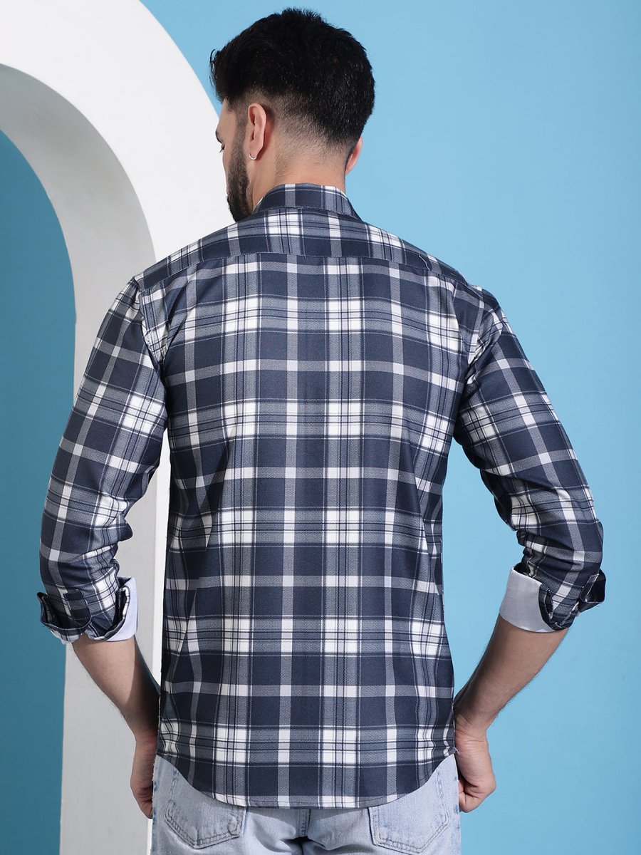 Charcoal Grey Checked Cotton Casual Shirt for Men - SF_942Charcoal_S