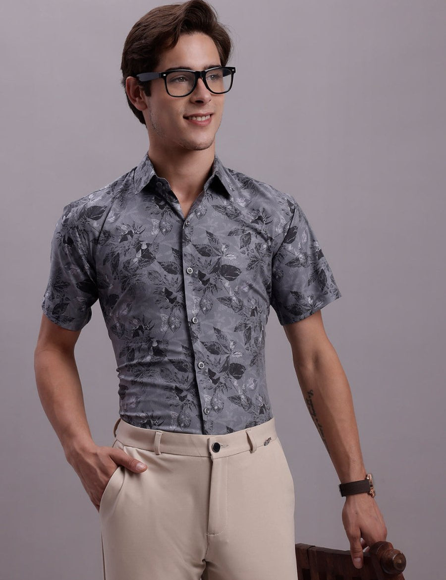 Charcoal Printed Party Shirt for Men - SF_885Charcoal_S