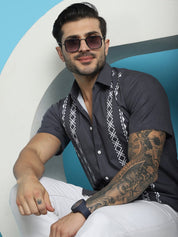 Charcoal Printed Party Shirt for Men - SF_918Charcoal_S