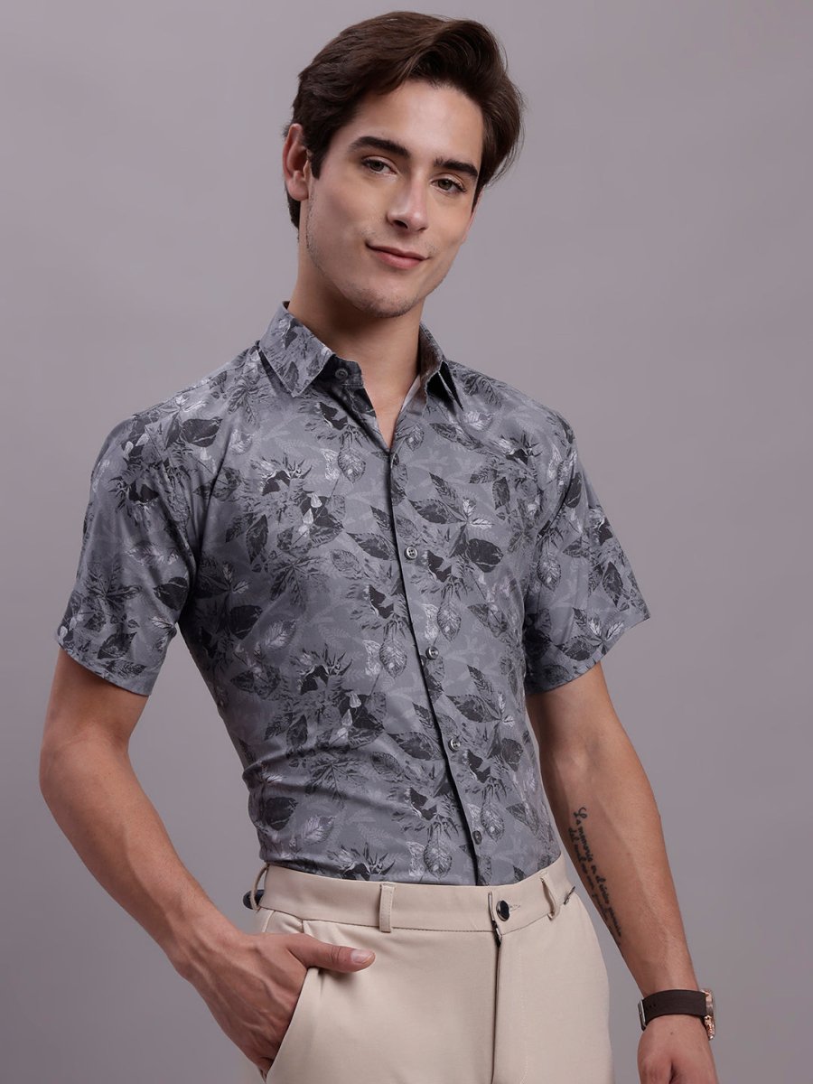 Charcoal Printed Party Shirt for Men - SF_885Charcoal_S