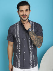 Charcoal Printed Party Shirt for Men - SF_918Charcoal_S