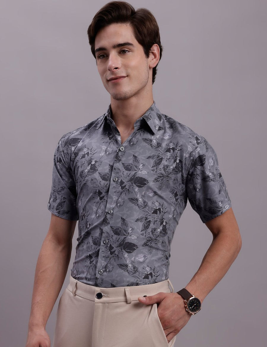 Charcoal Printed Party Shirt for Men - SF_885Charcoal_S