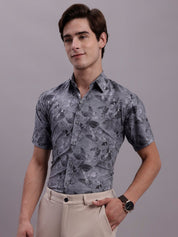 Charcoal Printed Party Shirt for Men - SF_885Charcoal_S