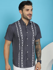 Charcoal Printed Party Shirt for Men - SF_918Charcoal_S