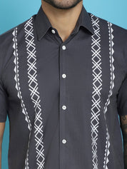 Charcoal Printed Party Shirt for Men - SF_918Charcoal_S