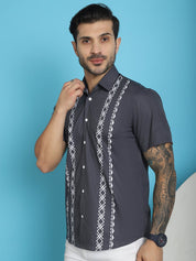 Charcoal Printed Party Shirt for Men - SF_918Charcoal_S