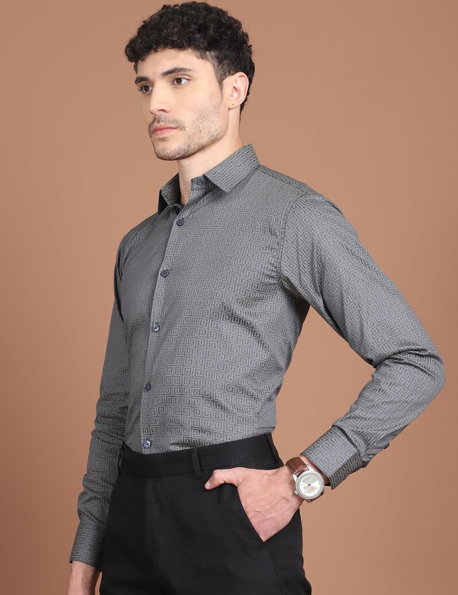 Charcoal Printed Stylish Shirt for Men - SF_9028Charcoal_S