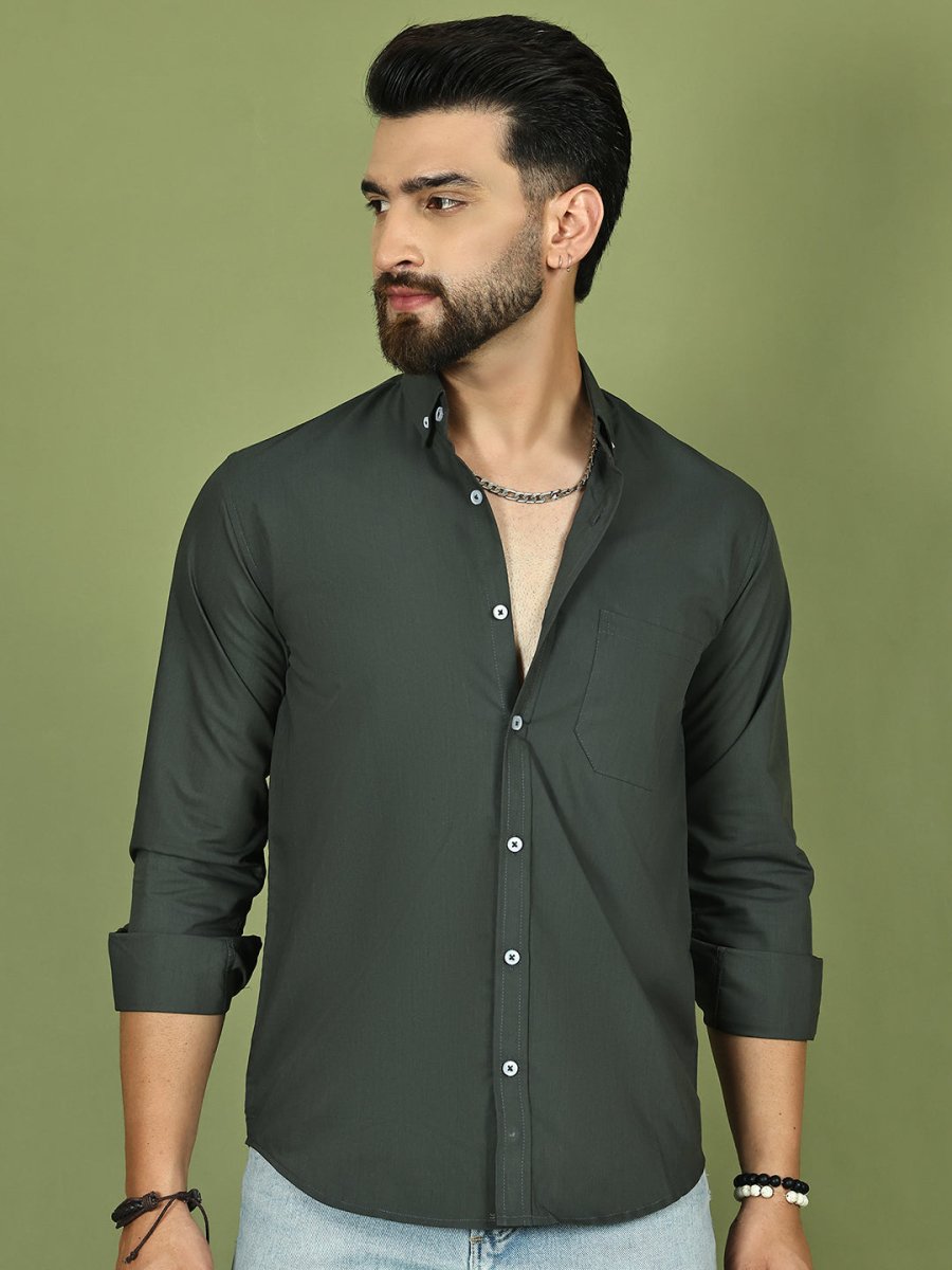 Charcoal Solid Cotton Formal Shirt for Men - SF_9050Charcoal_S