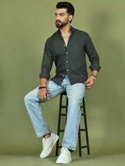 Charcoal Solid Cotton Formal Shirt for Men - SF_9050Charcoal_S