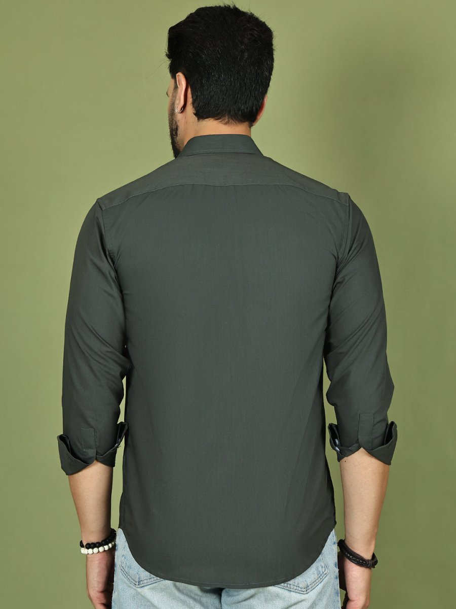 Charcoal Solid Cotton Formal Shirt for Men - SF_9050Charcoal_S