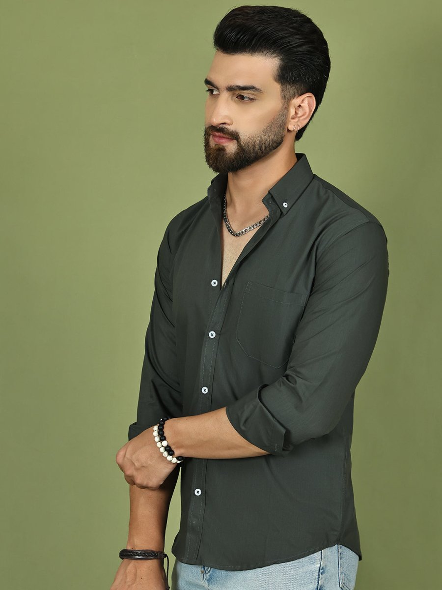 Charcoal Solid Cotton Formal Shirt for Men - SF_9050Charcoal_S