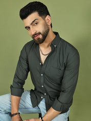 Charcoal Solid Cotton Formal Shirt for Men - SF_9050Charcoal_S