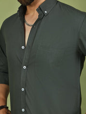 Charcoal Solid Cotton Formal Shirt for Men - SF_9050Charcoal_S