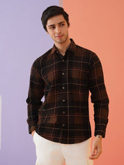Checked Casual Shirt for Men - SF_9014Coffee_S