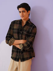 Checked Casual Shirt for Men - SF_9014Brown_S