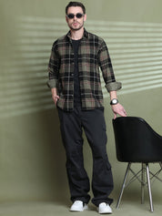 Checked Casual Shirt for Men - SF_9014Olive_S