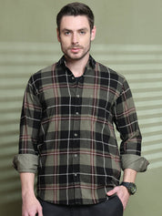 Checked Casual Shirt for Men - SF_9014Olive_S