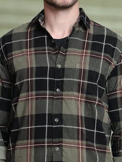 Checked Casual Shirt for Men - SF_9014Olive_S