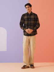 Checked Casual Shirt for Men - SF_9014Brown_S