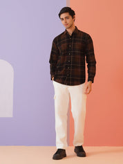 Checked Casual Shirt for Men - SF_9014Coffee_S