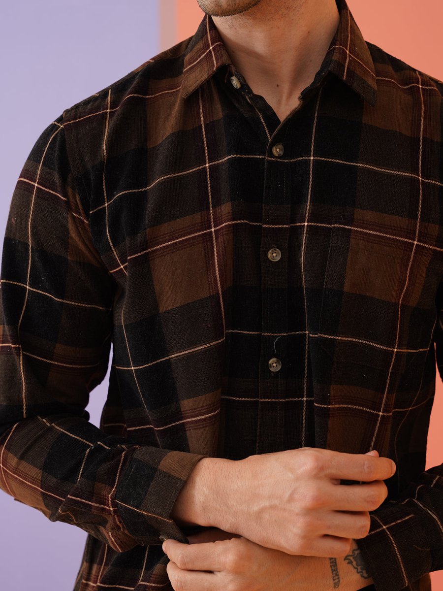 Checked Casual Shirt for Men - SF_9014Coffee_S
