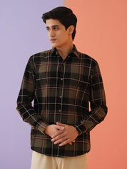 Checked Casual Shirt for Men - SF_9014Brown_S