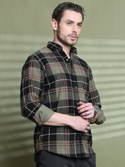 Checked Casual Shirt for Men - SF_9014Olive_S