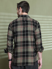Checked Casual Shirt for Men - SF_9014Olive_S