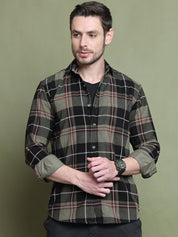 Checked Casual Shirt for Men - SF_9014Olive_S