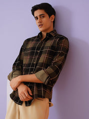Checked Casual Shirt for Men - SF_9014Brown_S