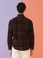 Checked Casual Shirt for Men - SF_9014Coffee_S