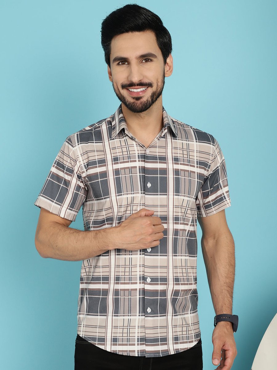 Checked Casual Shirt - SF_915Grey_S