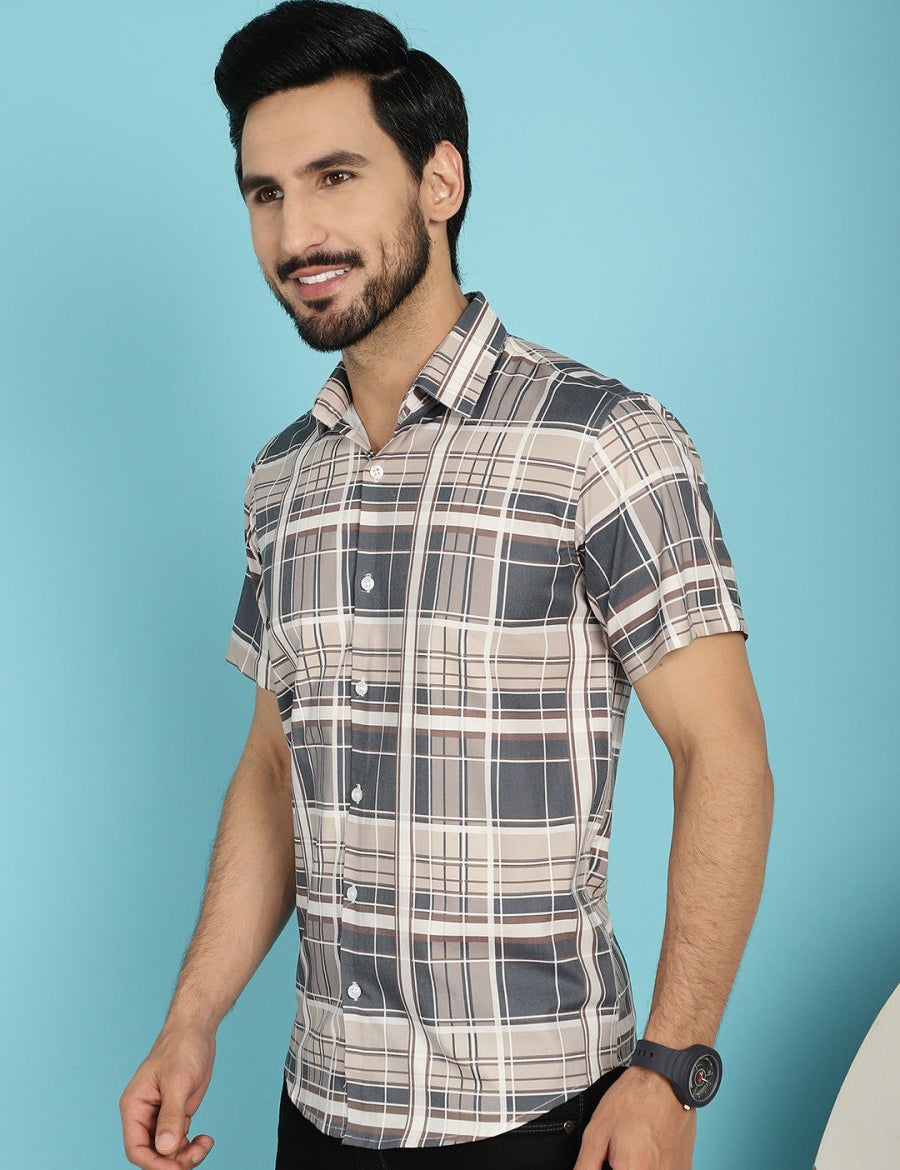 Checked Casual Shirt - SF_915Grey_S