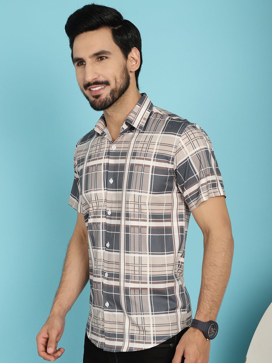 Checked Casual Shirt - SF_915Grey_S