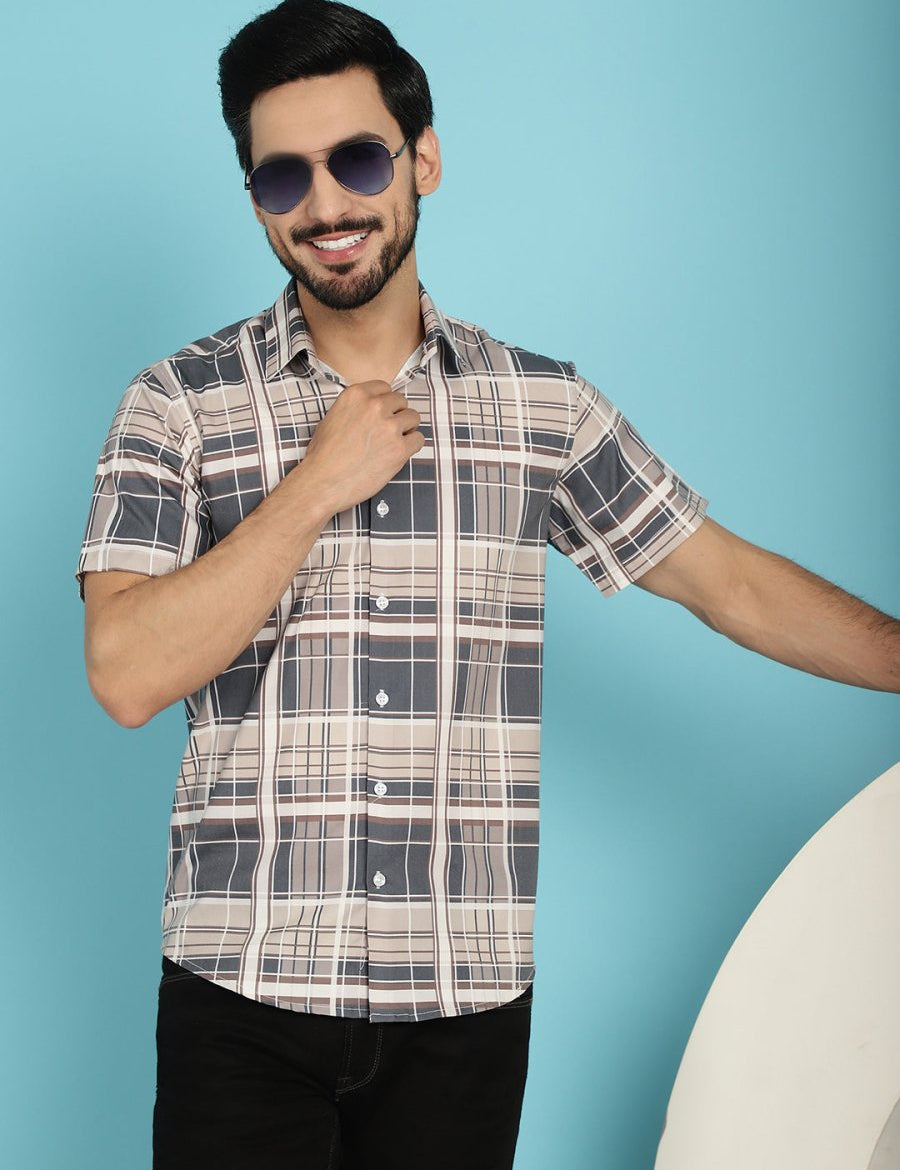 Checked Casual Shirt - SF_915Grey_S
