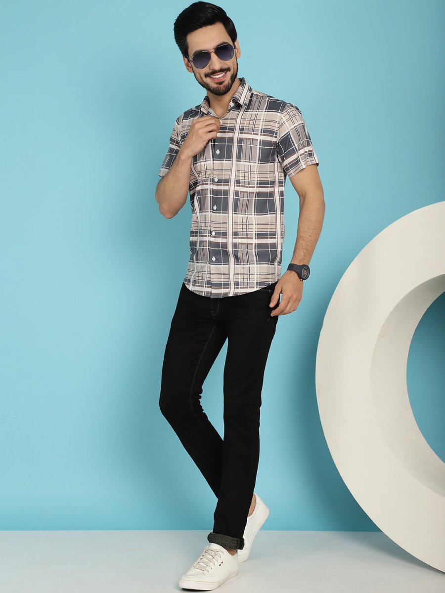 Checked Casual Shirt - SF_915Grey_S