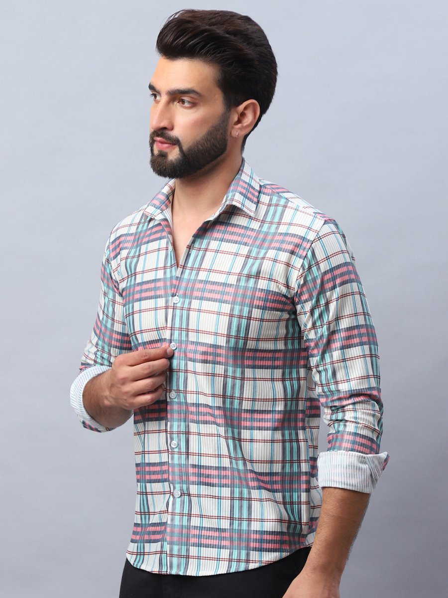 Checked corduroy Casual Shirt for Men - SF_991Coral_S