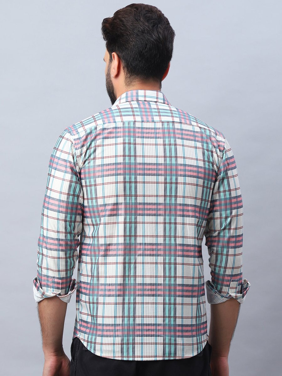 Checked corduroy Casual Shirt for Men - SF_991Coral_S